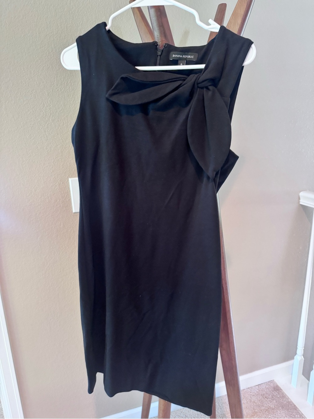Banana Republic Black Bow-Accent Sleeveless Midi Dress